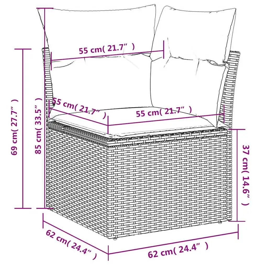 6 Piece Modular Garden Sofa Set in Black