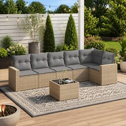 Beige Modular 7-Piece Outdoor Garden Sofa Set