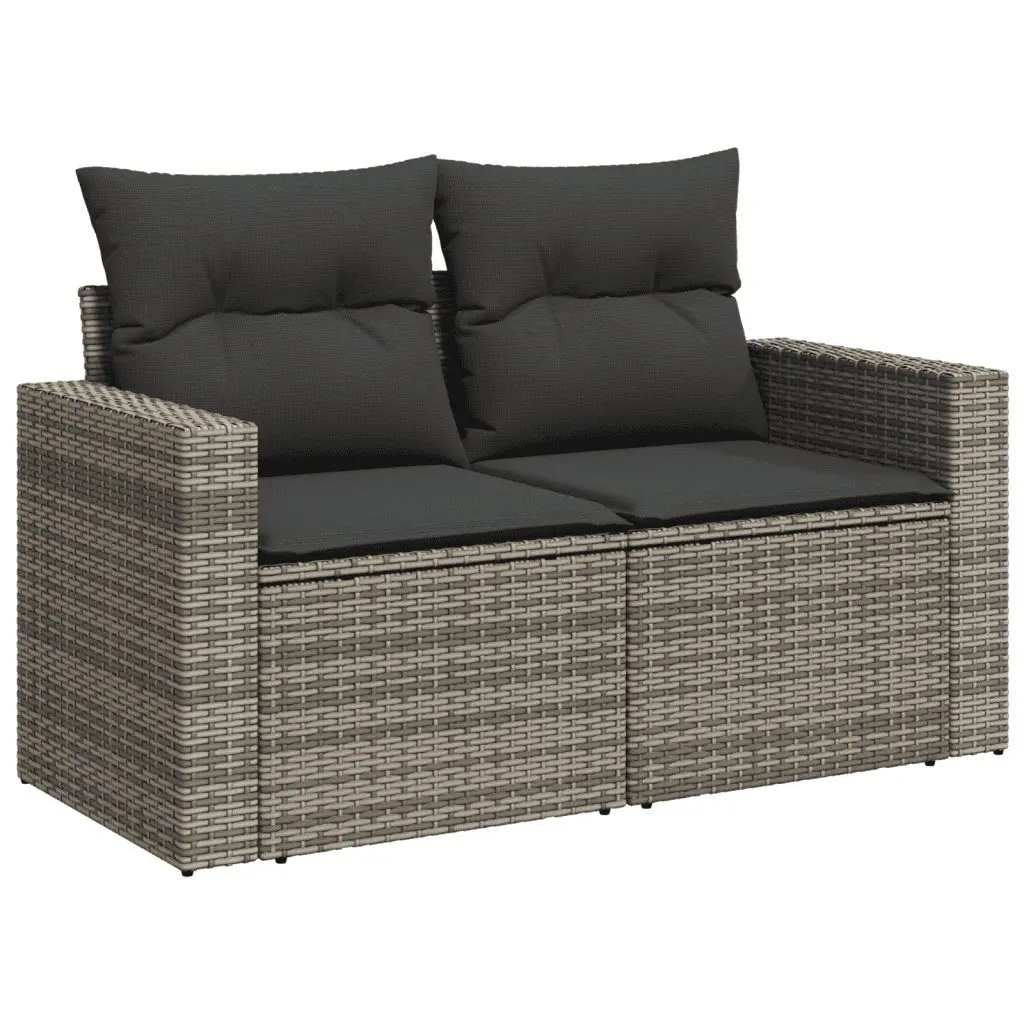 7 Piece Garden Sofa Set PE Rattan Cushions Grey Modular Outdoor Furniture