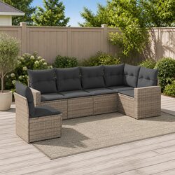 Grey Modular 6 Piece Garden Sofa Set for Patio