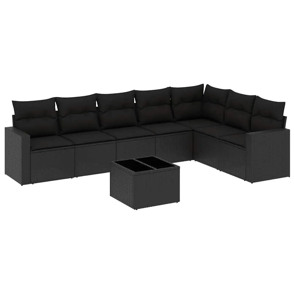 Garden Sofa Set PE Rattan 8 Piece Outdoor Furniture Modular Black