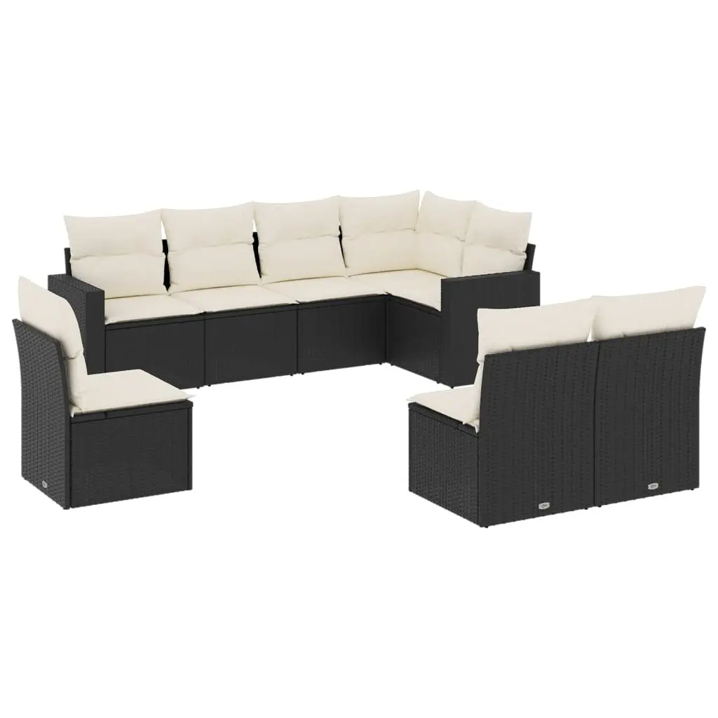 Garden Sofa Set PE Rattan 8 Piece Outdoor Furniture Patio Seating Black
