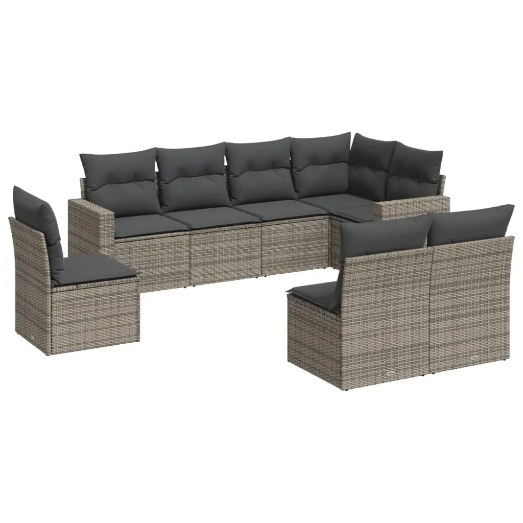 Grey Poly Rattan 8 Piece Garden Sofa Set