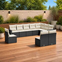 Exceptional 10 Piece Outdoor Garden Sofa Set with Cushions