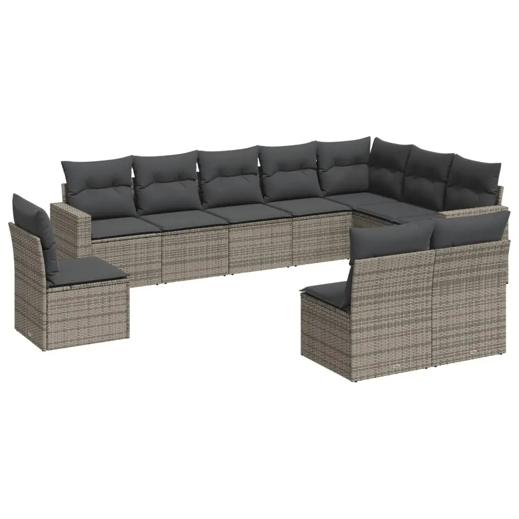 Garden Sofa Set PE Rattan 10 Piece Outdoor Furniture Patio Lounge Grey