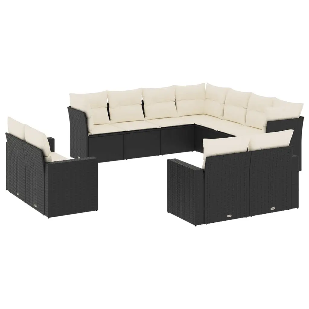 11 Piece Black Rattan Garden Sofa Set