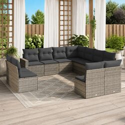 11-Piece Outdoor Furniture Set in Grey Poly Rattan