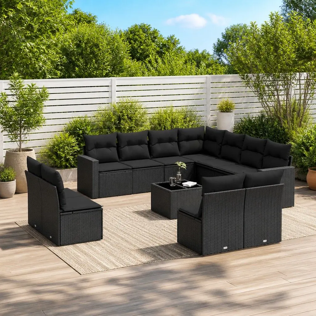 12-Piece Modular Garden Sofa Set in Black
