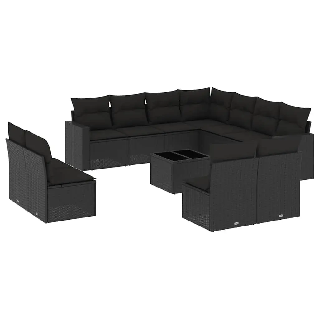 12-Piece Modular Garden Sofa Set in Black