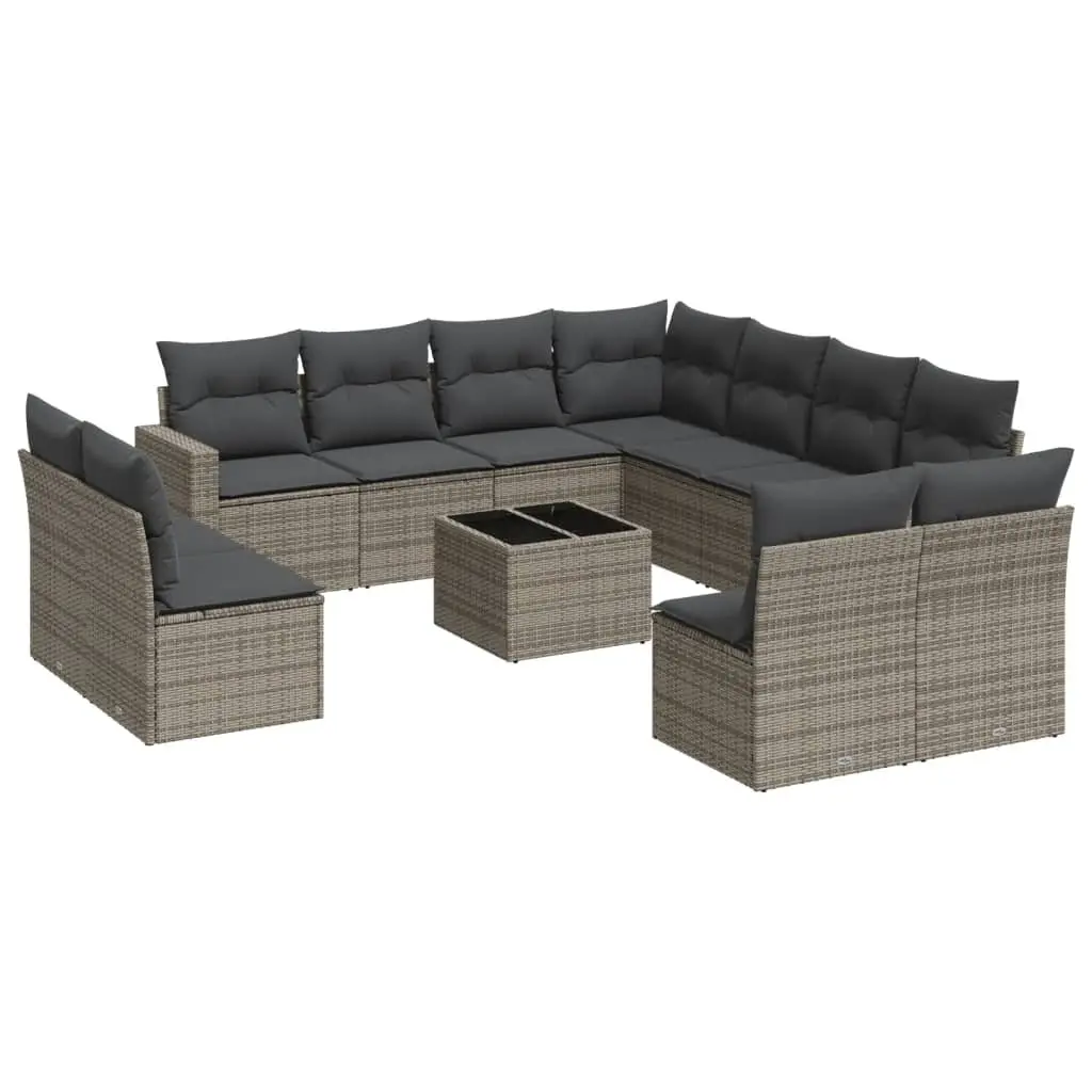 Grey Modular Garden Sofa Set 12 Pieces for Outdoor Use