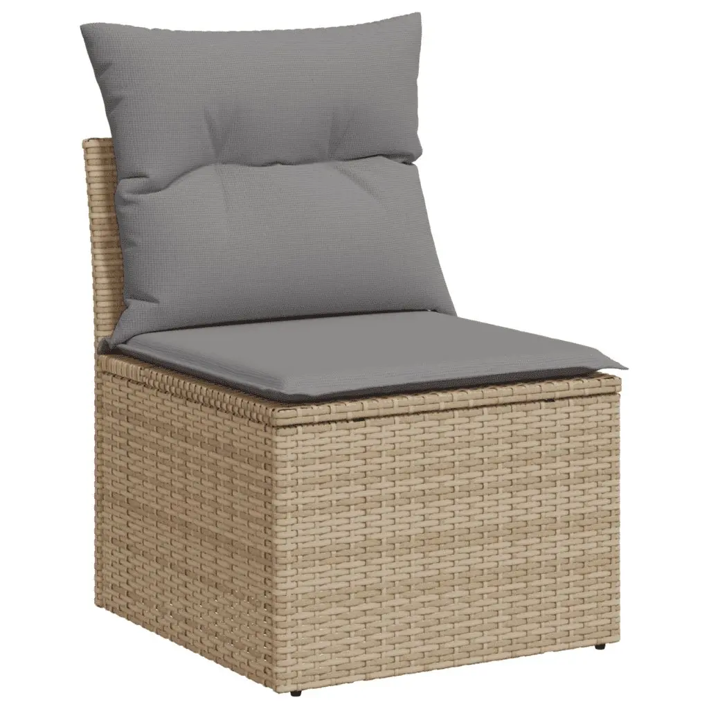 9-Piece Modular Patio Sofa Set in Beige Poly Rattan