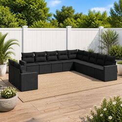 Premium Modular 11-Piece Garden Sofa Set in Black