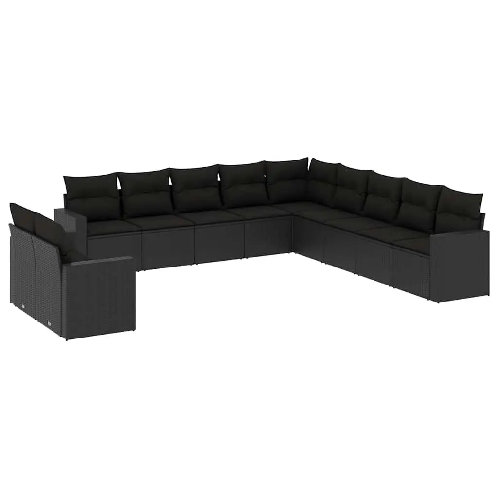 Modular 11-Piece Garden Sofa Set in Black