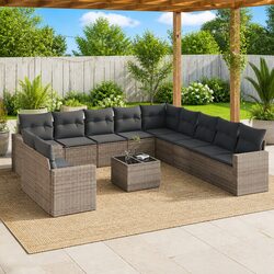 Premium 12-Piece Grey Rattan Garden Sofa Set