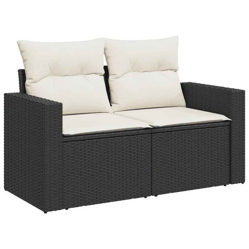 8-Piece Black Modular Garden Sofa Set with Cushions
