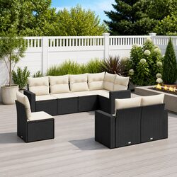 Black Modular 8-Piece Garden Sofa Set for Outdoor Use