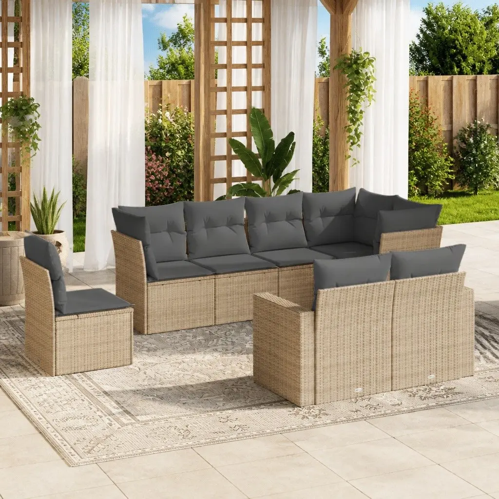 Beige 8 Piece Garden Sofa Set for Outdoor Relaxation