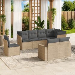 Beige 8 Piece Garden Sofa Set for Outdoor Relaxation