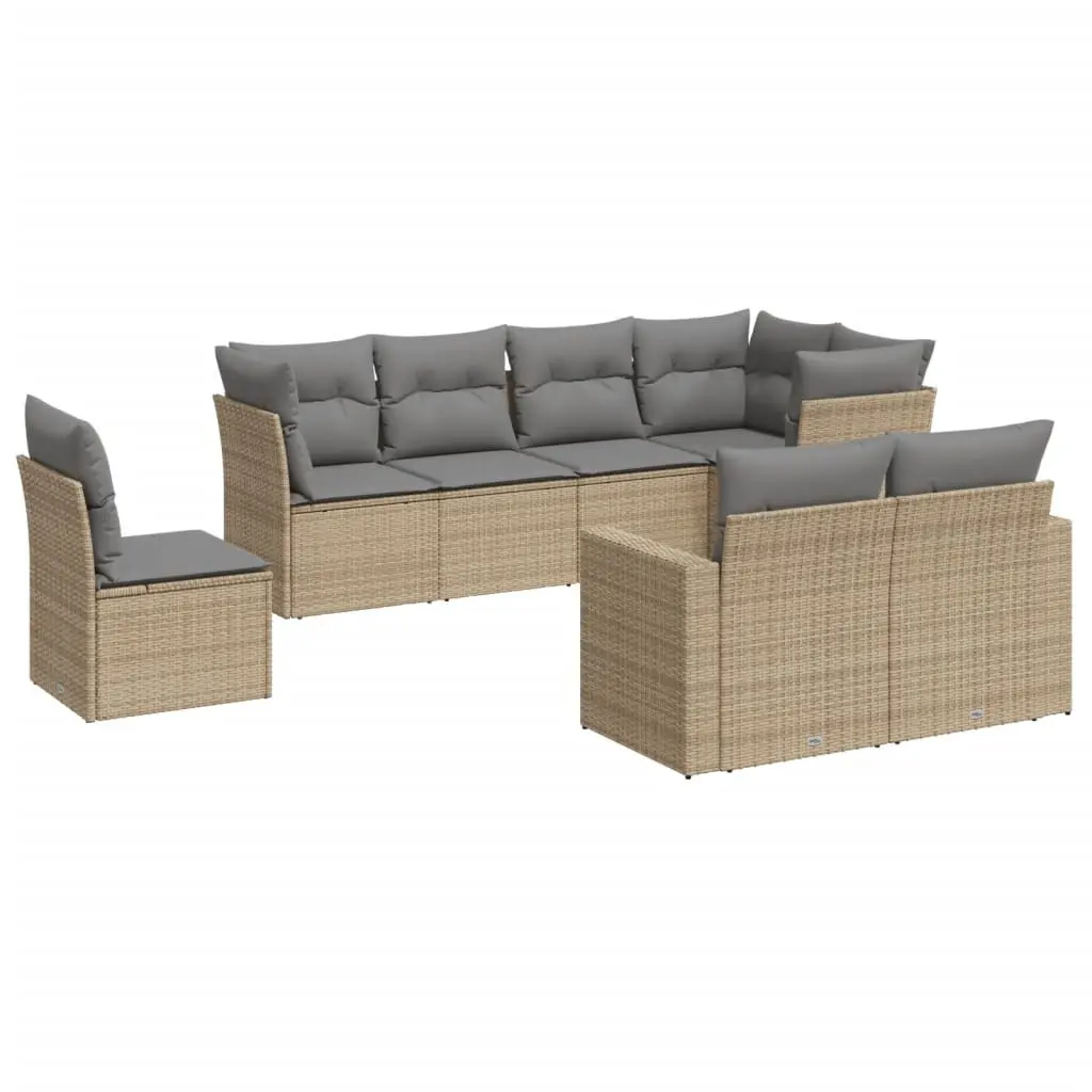 Beige 8 Piece Garden Sofa Set for Outdoor Relaxation