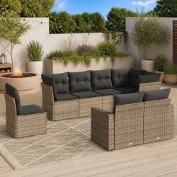 High-Quality 8 Piece Modular Garden Sofa Set in Grey