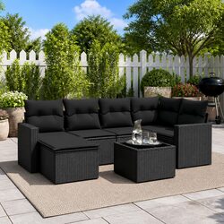 7 Piece Modular Outdoor Sofa Set with Cushions
