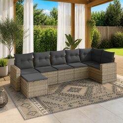 Durable 7 Piece Garden Sofa Set with Cushions in Grey
