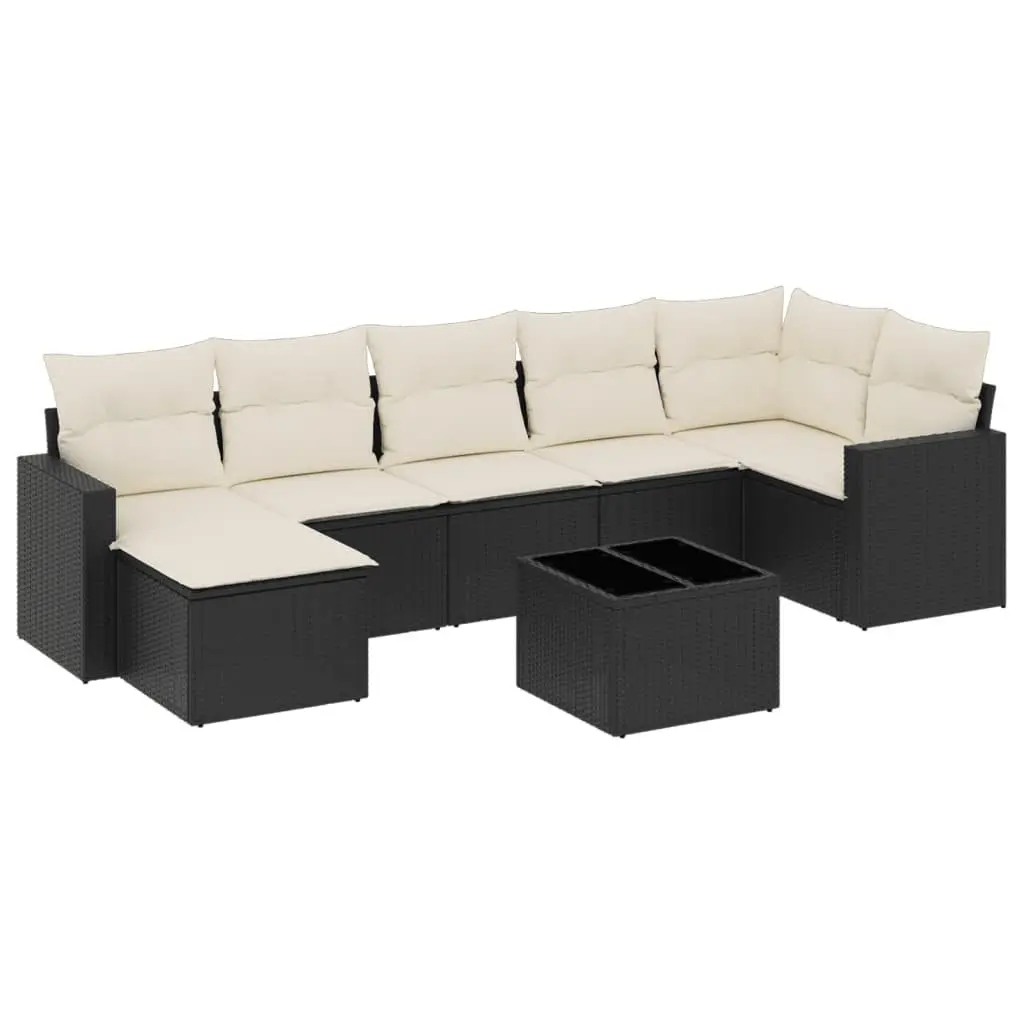 Garden Sofa Set PE Rattan 8 Piece Outdoor Furniture Black
