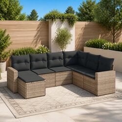 Premium 7 Piece Grey Garden Sofa Set for Outdoor Relaxation