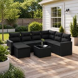 8 Piece Modular Outdoor Sofa Set with Cushions