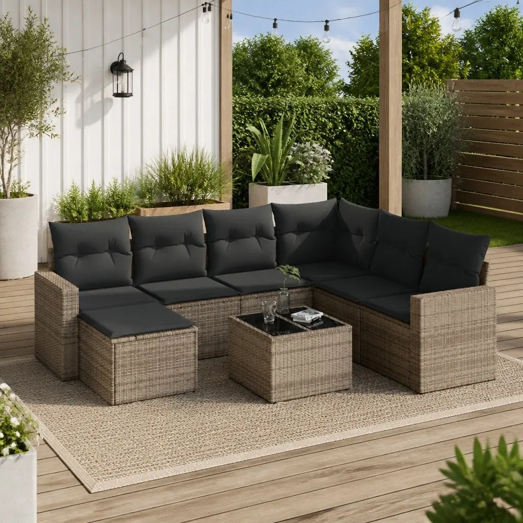8 Piece Outdoor Garden Sofa Set with Grey Poly Rattan