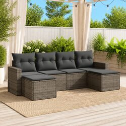 Premium 6-Piece Garden Sofa Set in Grey Poly Rattan