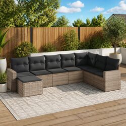 8-Piece Outdoor Modular Sofa Set in Grey Poly Rattan