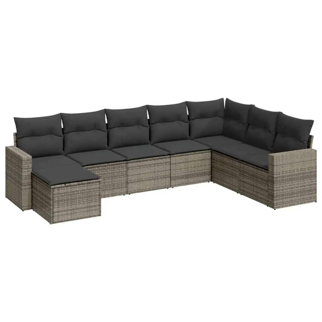 8-Piece Outdoor Modular Sofa Set in Grey Poly Rattan