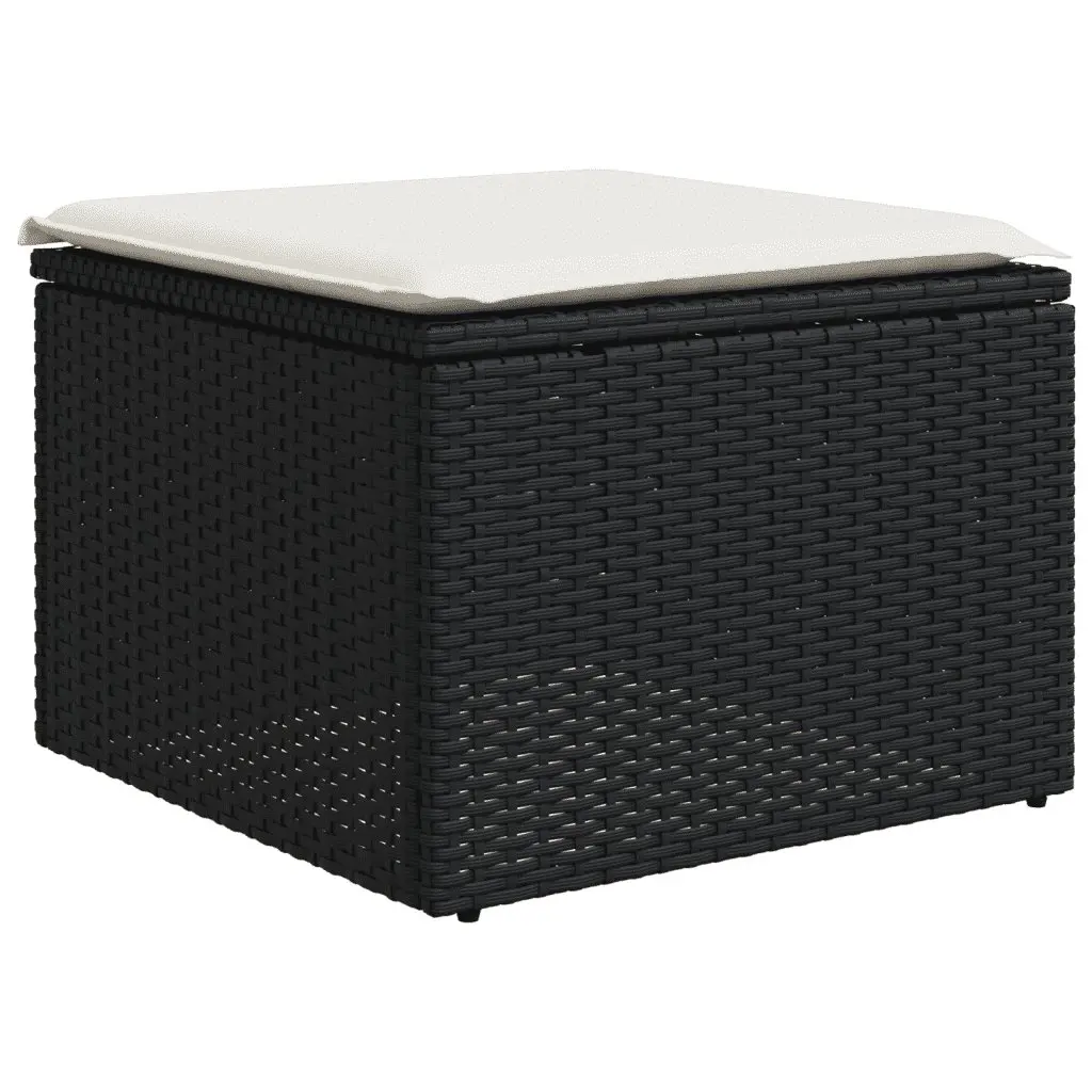 9 Piece Garden Sofa Set PE Rattan Black with Cushions