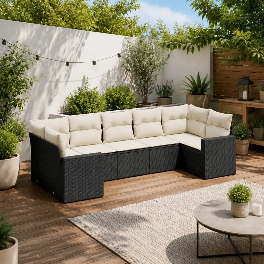7 Piece Outdoor Sofa Set with Cushions