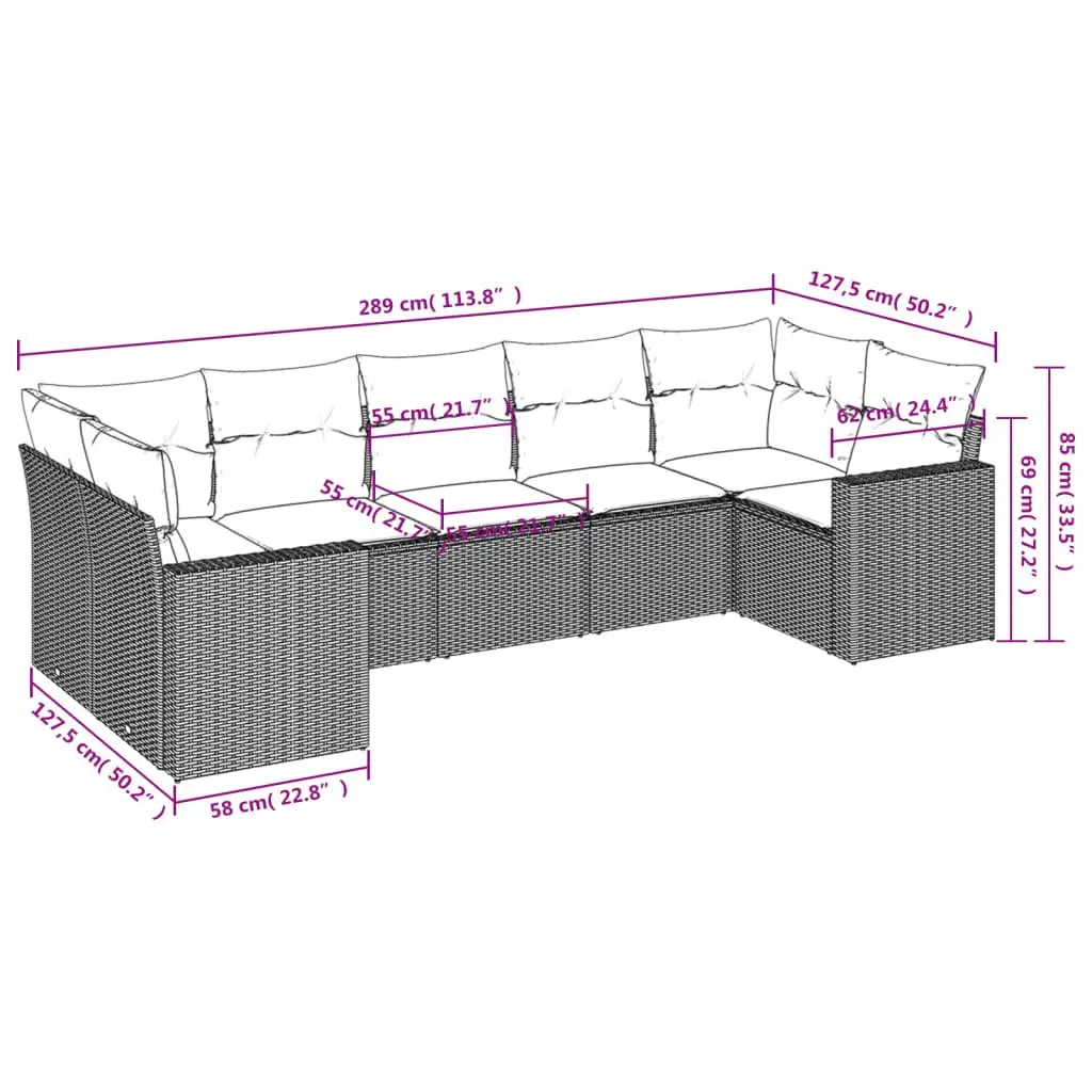 7 Piece Outdoor Sofa Set with Cushions