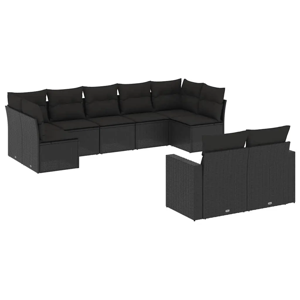 Garden Sofa Set 9 Piece Outdoor Furniture Patio Seating with Cushions Black