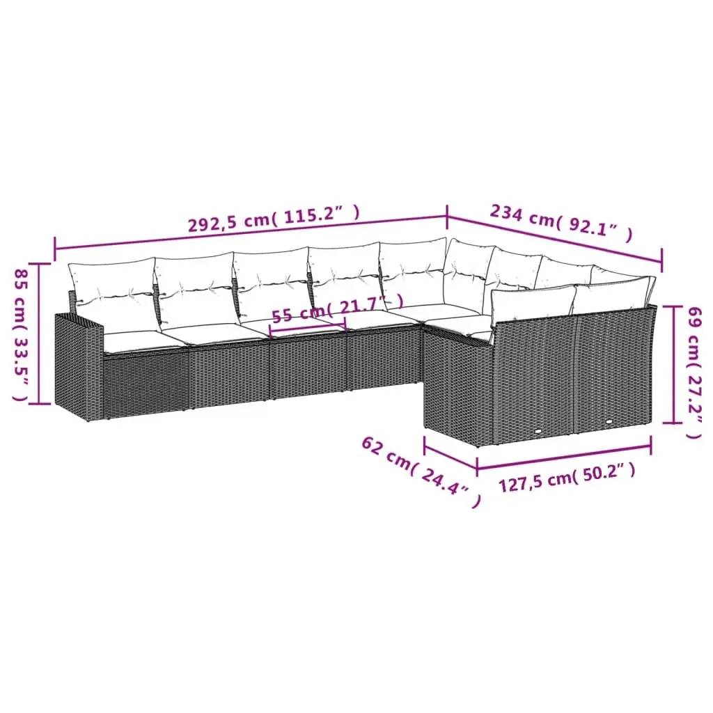 Grey Modular Rattan Garden Sofa Set with Cushions