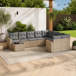 10-Piece Modular Garden Sofa Set in Beige