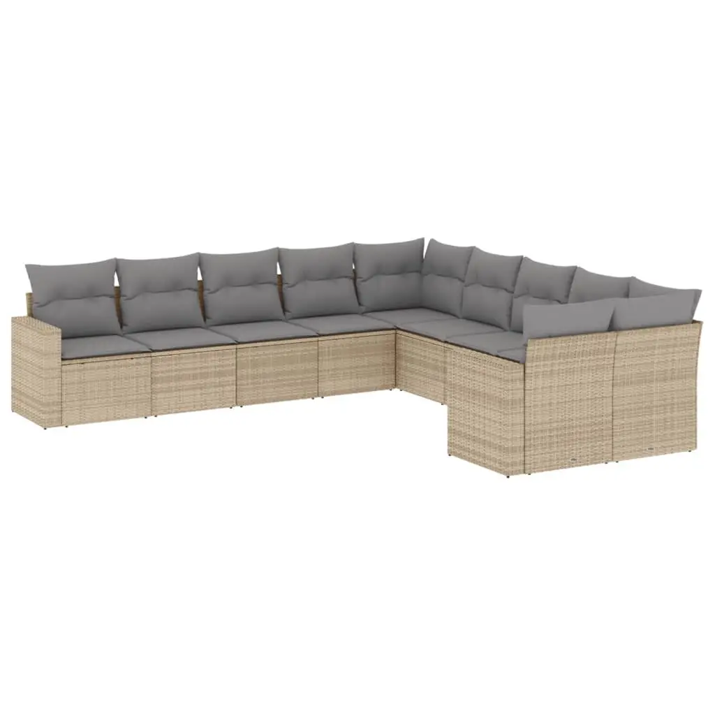 10 Piece Beige Outdoor Garden Sofa Set