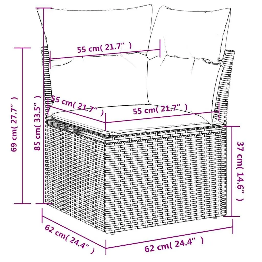 Garden Sofa Set 11 Piece Outdoor Furniture Patio Seating Black with Cushions