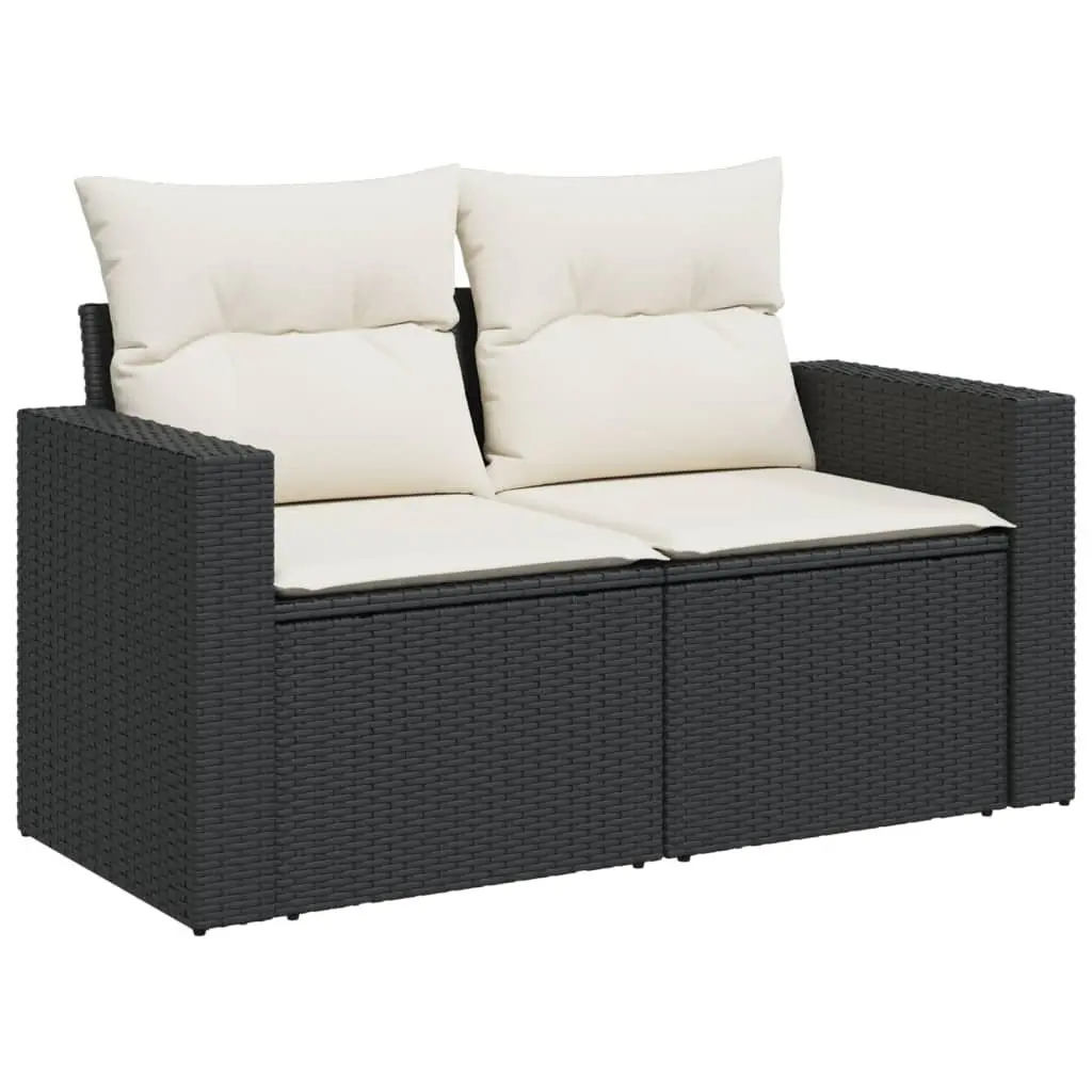 11 Piece Outdoor Garden Sofa Set PE Rattan Black with Cushions