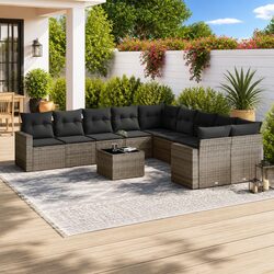 11-Piece Grey Modular Patio Sofa Set for Gardens