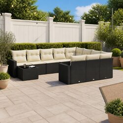 Black Modular 11 Piece Garden Sofa Set for Outdoors