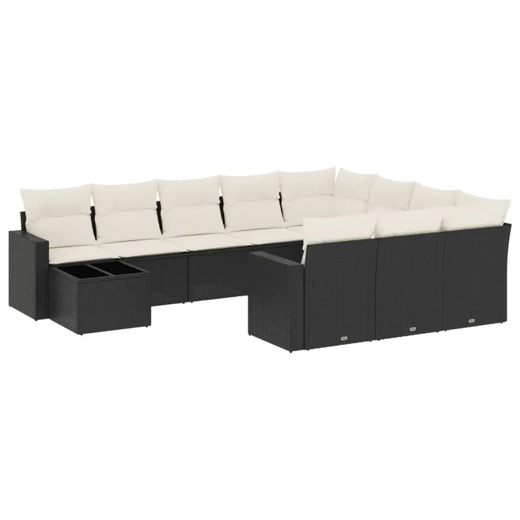 Black Modular 11 Piece Garden Sofa Set for Outdoors