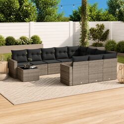Outdoor Garden Sofa Set 11 Piece Grey Rattan Lounge