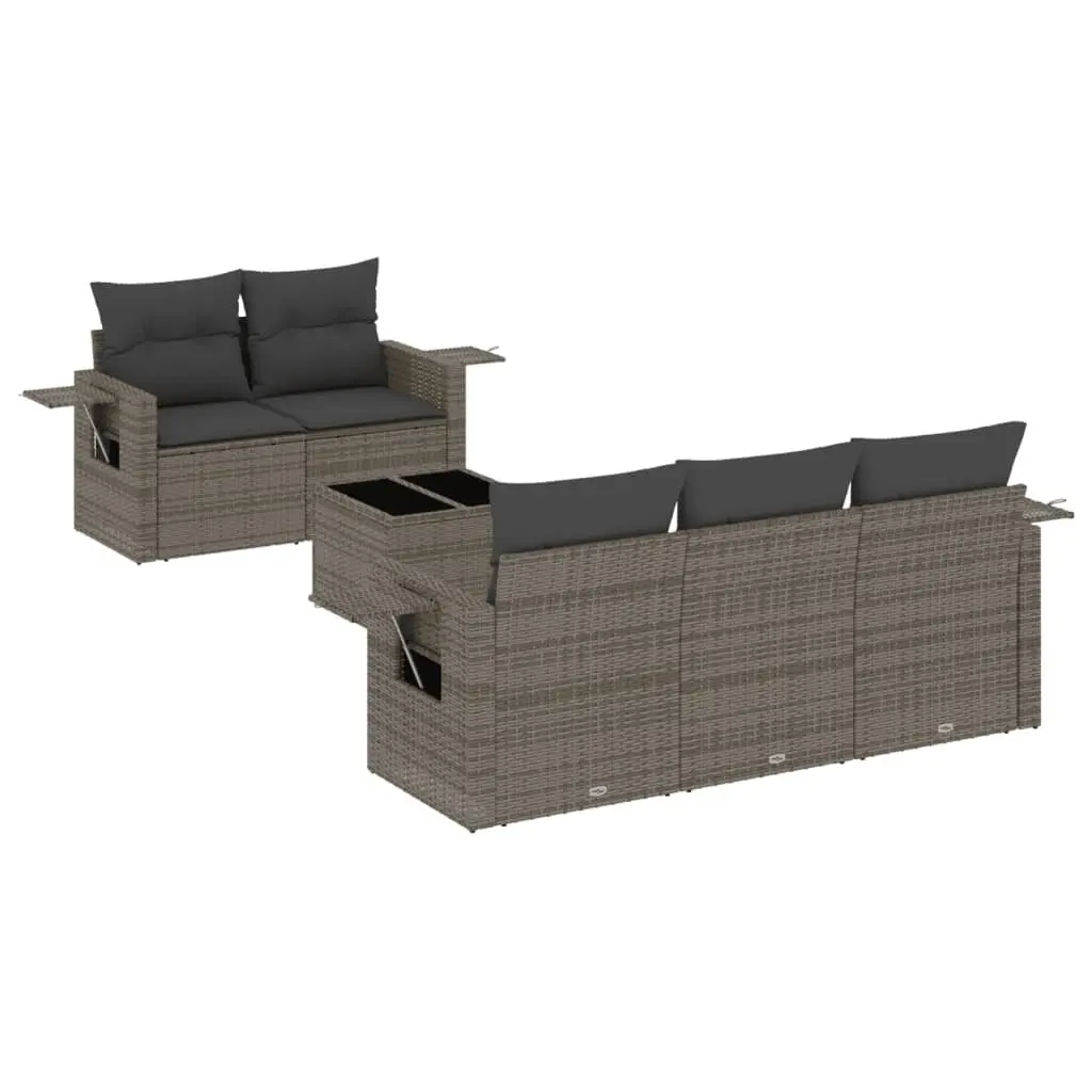Grey 6-Piece Garden Sofa Set with Cushions