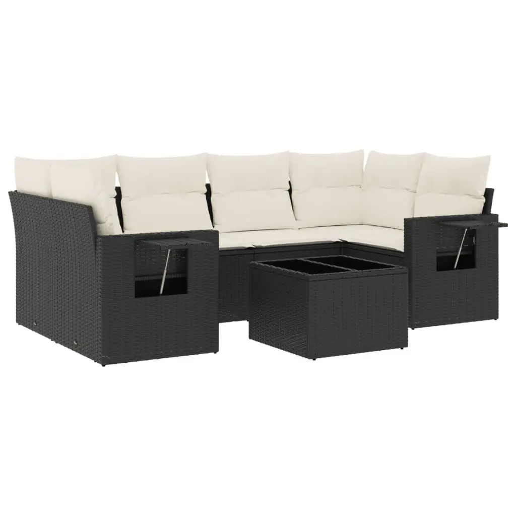 Black Poly Rattan 7 Piece Outdoor Garden Sofa Set