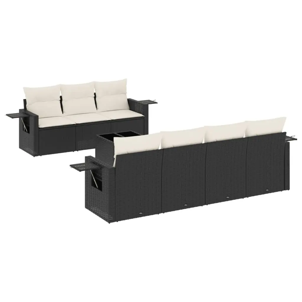 8-Piece Modular Garden Sofa Set with Cushions in Black