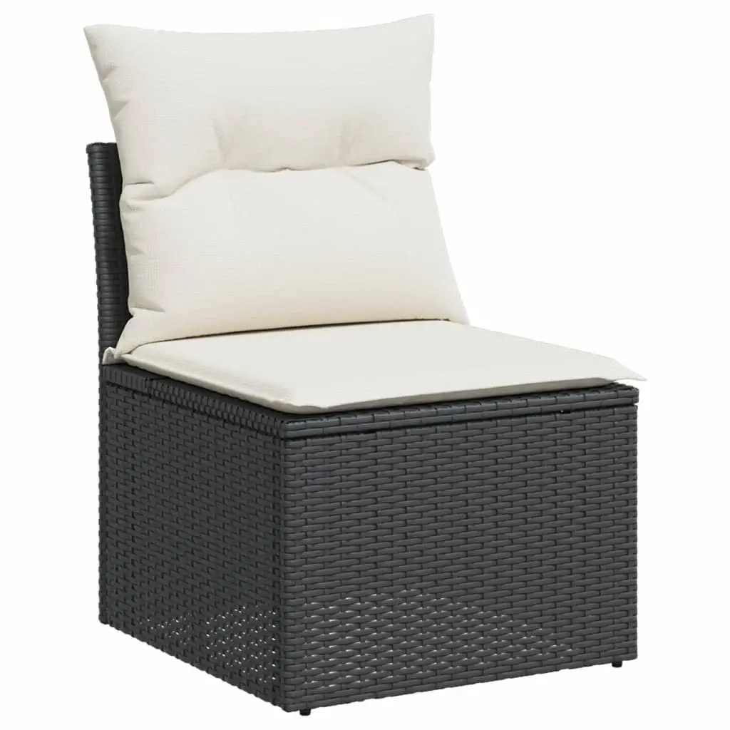 8-Piece Modular Garden Sofa Set with Cushions in Black
